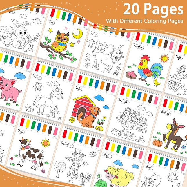 Paint with Water Coloring Books for Toddlers, Farm Theme Mess Free Watercolor Painting Papers for Kids Water Color Paint Kit Art Craft Gift for Ages 1-3, 4-8