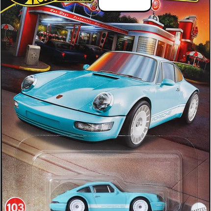 Hot Wheels Premium Boulevard Porsche 964 Diecast Car, Light Blue, 1:64 Scale Model