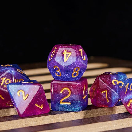 HDdais 7PCS DND Dice Bisexual-Pride Polyhedral Dice Set D&D Homosexual Flag for RPG and Other Tabletop Games