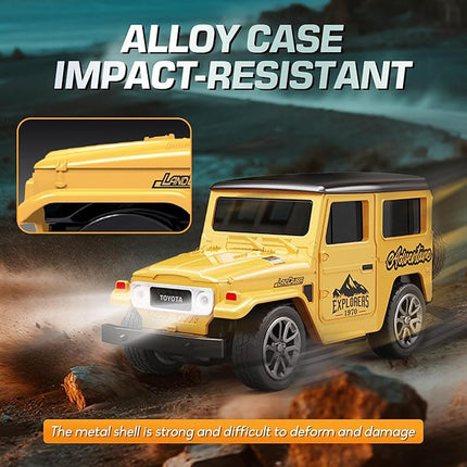 MOONTOY 1:64 Scale Mini Alloy Romote Control Car with LED Lights, 2.4Ghz Remote and App Control Toy Car, 3-Speed Adjustment Pocket Toy Car for Kids 4-8 Years and Adults (Yellow)