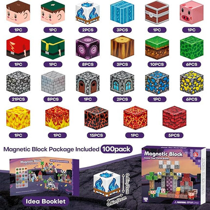 Magnetic Blocks, Magnetic Building Blocks 100pcs, Magnetic Blocks for Kids Ages 4-8, Magnetic Cubes STEM Sensory Toys for Ages 3+ Toddlers Boys & Girls–Christmas Birthday Party Kids Gifts