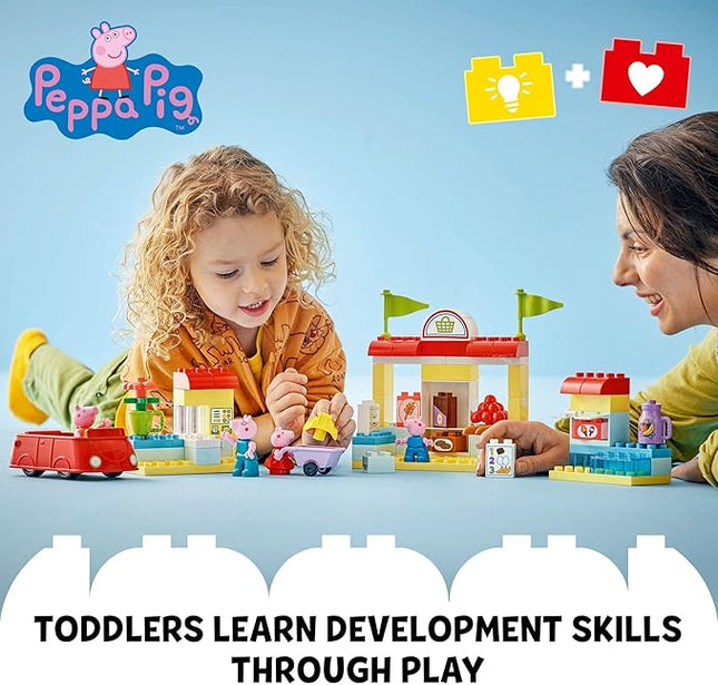 LEGO DUPLO Peppa Pig Supermarket Building Toy - Peppa Pig Toys for Girls & Boys, Ages 2+ Years - Gift for Christmas - Pretend Play Playset for Preschool - Learning & Education - 10434