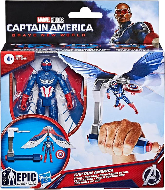 Marvel Epic Hero Series Captain America: Brave New World Flight Control Action Figure with Accessory, Super Hero Toys for Kids Ages 4+