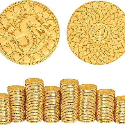 50 PCS DND Fantasy Metal Gold Coins & Leather Pouch for Dungeons & Dragons Novelty Tabletop RPG Board Games Tokens Treasure Coins for Party Tablelap Games Accessories Addons Medieval Game