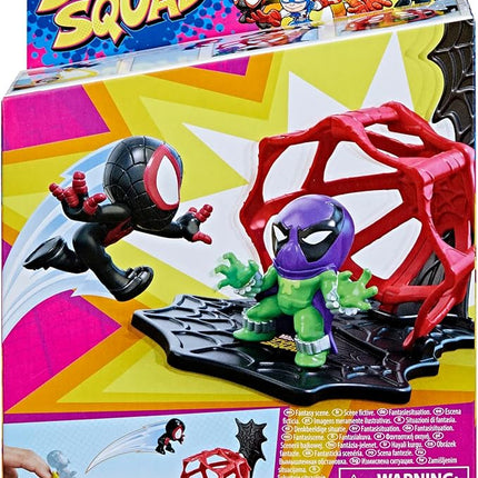 Marvel Stunt Squad Miles Morales vs. Prowler Toy Playset, 1.5-Inch Super Hero Action Figures, Ages 4 and Up