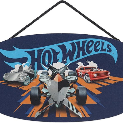 Hot Wheels Racers Hanging Wood Wall Decor - Fun Hot Wheels Sign for Kids' Bedroom or Play Room