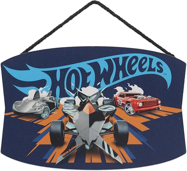 Hot Wheels Racers Hanging Wood Wall Decor - Fun Hot Wheels Sign for Kids' Bedroom or Play Room