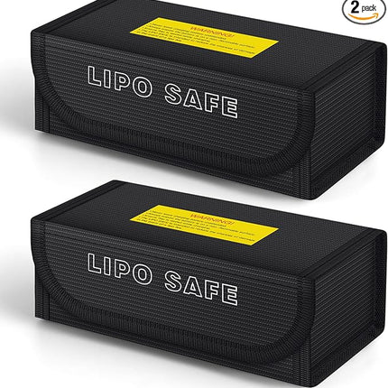 2pcs Lipo Battery Bag, Fireproof Lipo Guard Safe Box, 185x75x60mm Explosionproof Small Charging Case for rc Storage, Lithium ion and Travel Protection