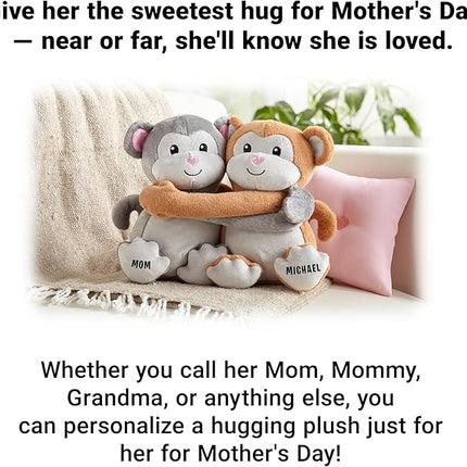 Let's Make Memories Personalized Hugging Plush Monkeys - for Birthday - Monkey Stuffed Animal for Kids - for Boy - for Girl