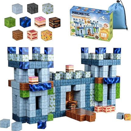 130PCS Magnetic Building Blocks - Magnet Cubes for Kids Ages 6-8-10-12 - Toy Block Magnetics Set Gifts for Boys & Girls - STEM Learning Imagination Sensory Toys - Storage Bag Included
