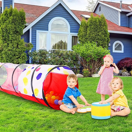 PigPigPen Kids Tunnel for Toddlers,Pop Up Play Tunnel Tent for Babies or Dogs, Indoor & Outdoor Toys for Kids Backyard Playset (Red Spots Play Tunnel)
