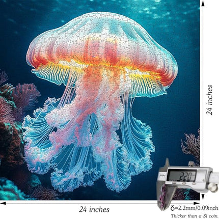 Bgraamiens 1000 Piece Jigsaw Puzzle for Adults - Deepsea Jellyfish - Vibrant Ocean Art Puzzle with Bioluminescent Glow Effect, Challenging Sea Creature Puzzle Gift