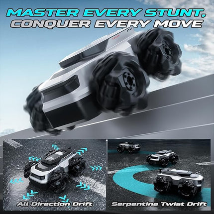 DEERC Amphibious Remote Control Car - Waterproof RC Stunt Car for Kids with 360° Spins, 50 Min Batteries,High-Speed, All-Terrain,Portable Summer Gift & Pool Toys for Girls & Boys