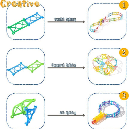 RAINBOW TOYFROG Snap-N-Twist Building Blocks - 270 Piece Set of Flexible Interlocking Math Manipulatives - Open Ended STEM Toys for 5 to 12 Year Old Boys & Girls - Indoor Recess Games for Classroom
