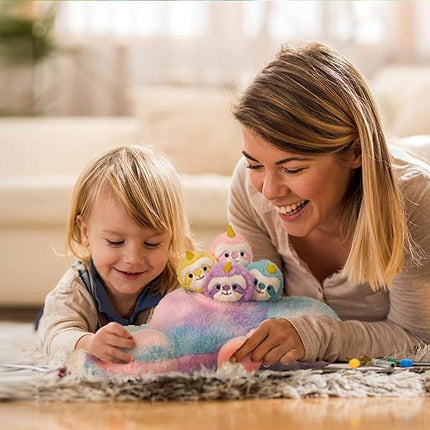 IKASA Mommy Sloth Stuffed Animal Mom and Baby Plush Toy,Cute 20" Soft Small Fluffy Mama Family Set with Little Mini Babies,Gifts for Kids