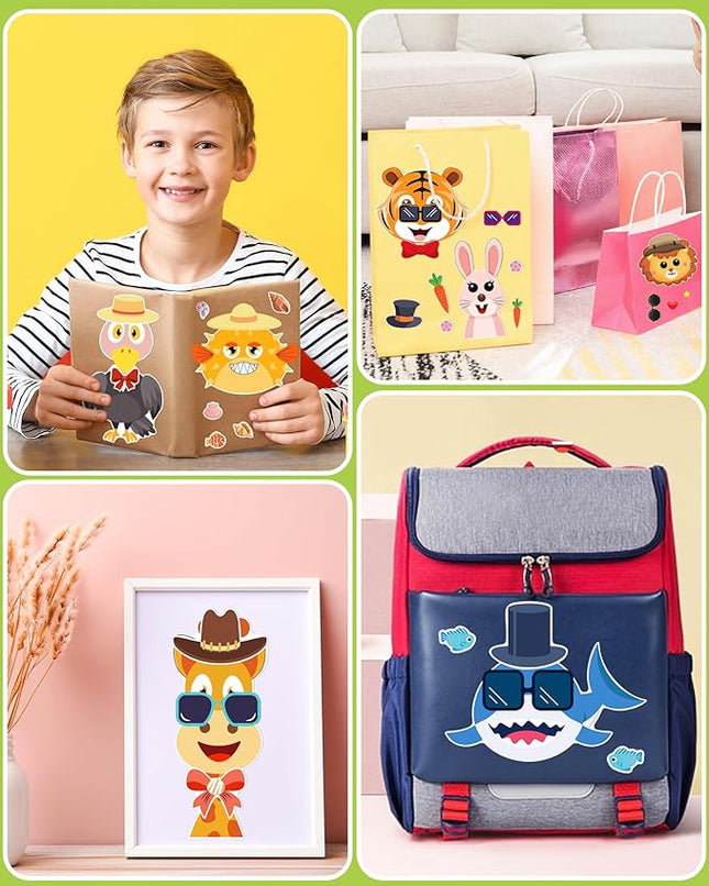 24 Pcs Make Your Own Animal Sticker Sheet, Animal Party Favors Face Stickers for Kids Girls Toddlers Crafts Activities Bags Birthday Party Favors Supplies