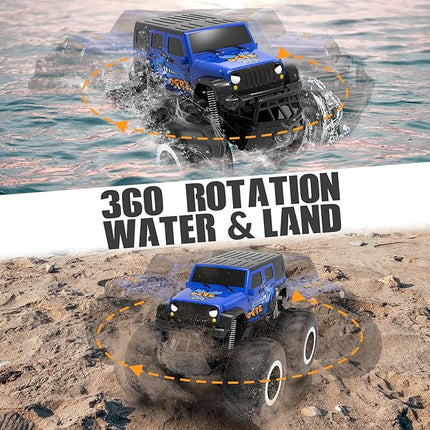 STEMTRON Amphibious Remote Control Car Toys for Boys 2.4GHz 1:16 All Terrain Off-Road RC Car Waterproof RC Monster Truck Kids Pool Toys Remote Control Boat Gifts for Kids Boys