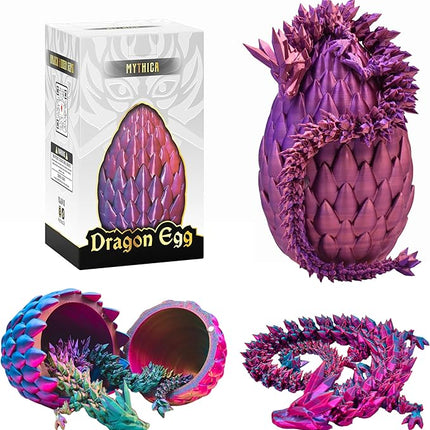 MYTHICA 3D Printed Dragon Egg Unleash Your Imagination with Our Crystal Mystery Dragon Egg Collection Fully Articulated Fidget Desk Toy for ADHD, Autism, Anxiety & Stress Relief (Violet Flame)