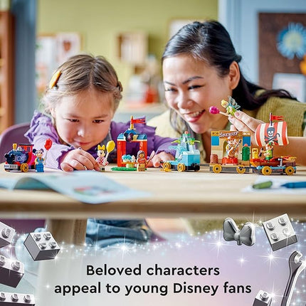 LEGO Disney 100 Celebration Train Building Toy 43212 Imaginative Play, Fun Birthday Gift for Preschool Kids Ages 4+, 6 Disney Minifigures: Moana, Woody, Peter Pan, Tinker Bell, Mickey & Minnie Mouse
