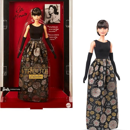 Barbie Signature Tribute Collection Rita Moreno Collectible Doll in Black & Gold Gown with Gloves and Shoes, Includes Doll Stand