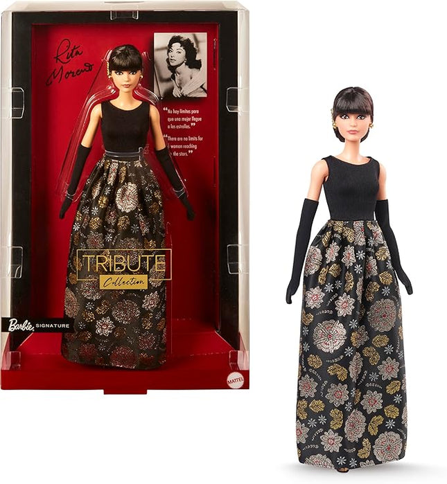 Barbie Signature Tribute Collection Rita Moreno Collectible Doll in Black & Gold Gown with Gloves and Shoes, Includes Doll Stand