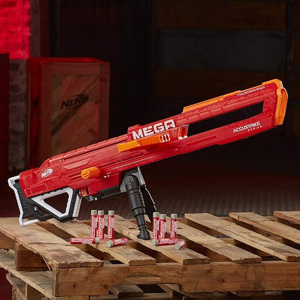 Nerf Thunderhawk AccuStrike Mega Toy Blaster - Longest Blaster - 10 Official AccuStrike Mega Darts, 10-Dart Clip, Bipod - for Kids, Teens, and Adults