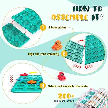 STEM Logic Road Builder Toys: Board Games Toys for 5 Year Old Kids Montessori Brain Teaser Puzzles Educational Learning Activities Toy for Kid Ages 3 4 6-8 12 Boys Girls Gifts (Blue, 50PCS)