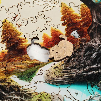 Tree River 200 Pieces Wooden Puzzles for Adults - Autumn Landscape Jigsaw Puzzle with Colorful Trees and Flowing River, Family Night Fun & Thanksgiving Gifts, 11.2x11.1 in