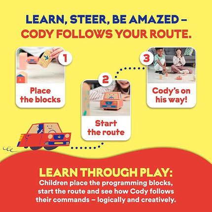 Cody Block U-Turn Expansion Set, Educational Wooden Building Blocks and Car STEM Toys for Preschool Kids Ages 3+