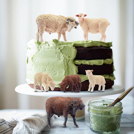 Toymany 8PCS Merino Sheep Figurines Realistic Farm Animal Sheep Toys- Plastic Sheep Figures Birthday Christmas Toy Gift for Kids Toddlers