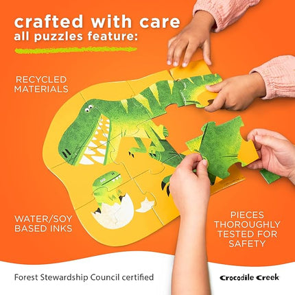 Crocodile Creek 36-Piece Jigsaw Floor Puzzle - Fun Floor Puzzles for Kids Ages 3-5 - Heavy-Duty Shaped Box for Storage - Jungle Friends - 24" W x 18" H Finished