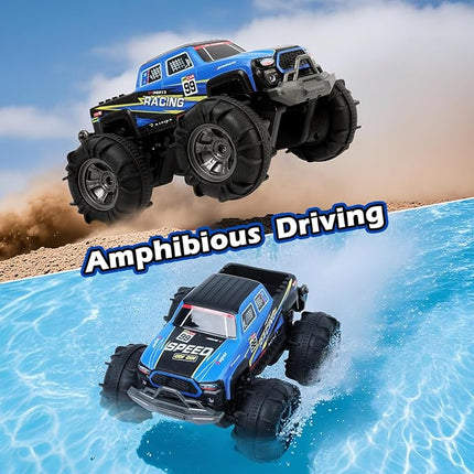 Waterproof Monster Truck Gesture RC Car, 4WD Amphibious Hand Controlled Remote Control Toy for Kids, All-Terrain Off-Road Vehicle for Boys Ages 6-7 8 9 10 11 12 Year Old, Present