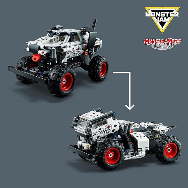 LEGO Technic Monster Jam Monster Mutt Dalmatian, 2in1 Pull Back Racing Toys, Birthday Gift Idea, DIY Building Toy, Monster Truck Toy for Kids, Boys and Girls Ages 7 and Up, 42150