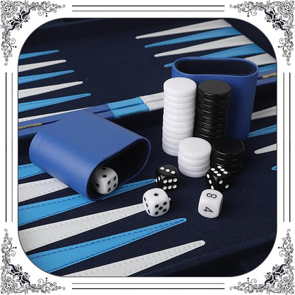 Froggod 15 inch Backgammon Sets for Adults - Classic Board Game for Adults - Portable Travel Backgammon Set for 2 Players - Perfect Adult Board Games for Gifts & Family Fun(Vivid Blue)