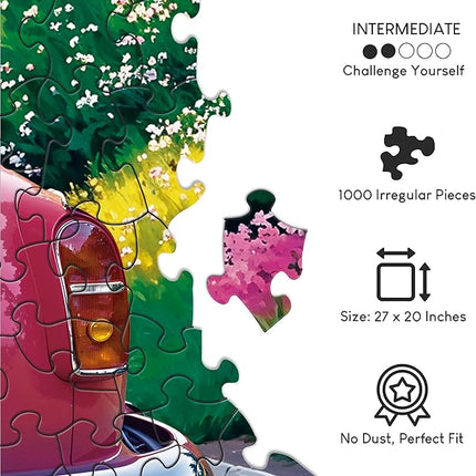 No Image Puzzle 1000 Irregular Pieces Extreme Difficult Jigsaw Challenge Adults Hardest Puzzle No Guide Ultimate Brain Teaser Intermediate Level Sunset Drive Mystery Unique Gift