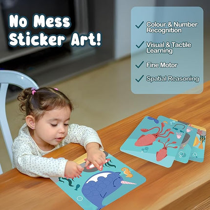 BINCA Dotties Dot Art Activity Kit, 750+ Stickers, Underwater Animals Mess-Free Activities, DIY Dot Sticker Art for Toddlers, Kids Travel Activities, Craft Kits & Gifts for Boys & Girls Ages 4,5,6,7