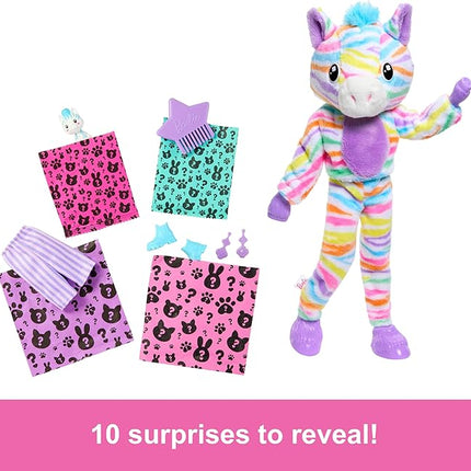 Barbie Cutie Reveal Doll & Accessories, Color Dream Series, Rainbow Zebra Costume & 10 Surprises Including Color Change
