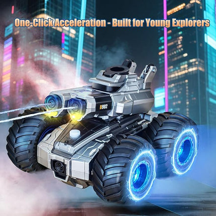 Remote Control Car, Amphibious Monster Truck Toys, RC Boat with Water Gun, Gesture Sensing RC Stunt Car for 120 Mins Play, Remote Control Boat for Pool Boys Girls 6 7 8 9 10 11 12+Year Birthday Gift