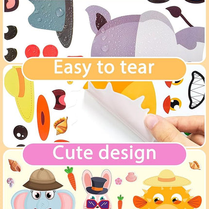 24 Pcs Make Your Own Animal Sticker Sheet, Animal Party Favors Face Stickers for Kids Girls Toddlers Crafts Activities Bags Birthday Party Favors Supplies