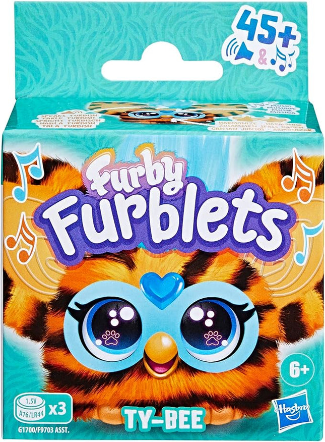 Furby Furblets Ty-Bee Mini Friend, Electronic Plush Toys for Girls & Boys, Orange Tiger, Speaks Furbish & Plays Music, Series 5, Back to School Gifts, Ages 6+