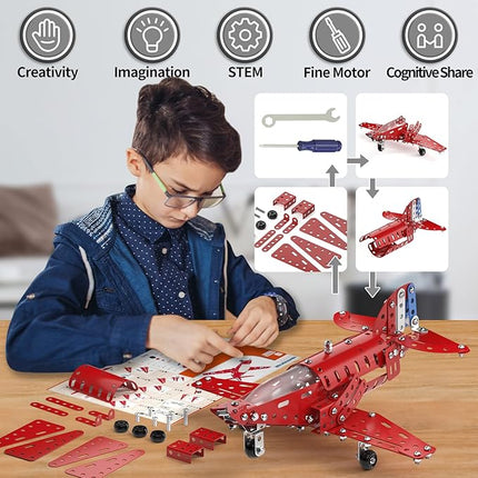 Lucky Doug STEM Building Projects Model Airplane Set - Building Toys for Kids Ages 8-12, Assembly Science Kit for Boys 7 8 9 10 11 Years Old