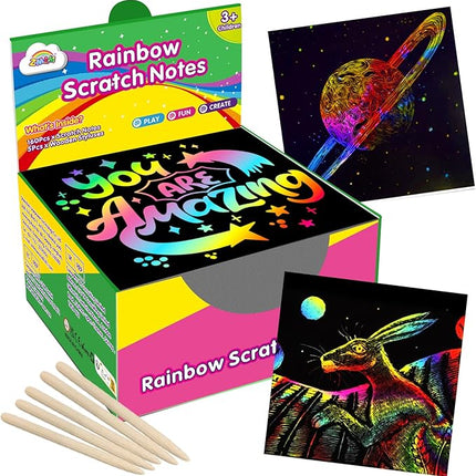ZMLM 165 Rainbow Scratch Paper Art Crafts Mini Notes Kids Gifts 4 5 6 7 8 9 10 Years Old Girls Boys Students Teens Classroom Prizes School Supplies Birthday Party Travel Toy Activity
