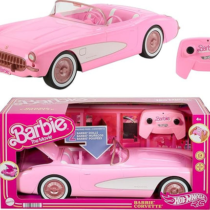Barbie Hot Wheels RC Corvette from The Movie, Full-Function Remote-Control Toy Car Holds 2 Dolls
