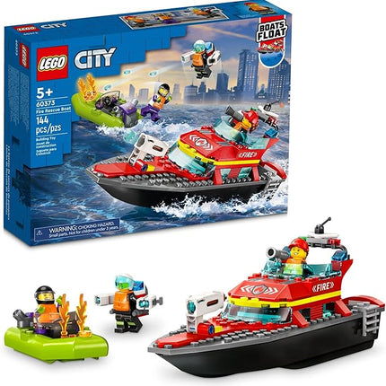 LEGO City Fire Rescue Boat 60373, Toy Floats on Water, with Jetpack, Dinghy and 3 Minifigures, Everyday Hero Toys for Kids, Boys and Girls Ages 5+, Multicolor