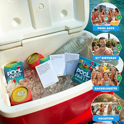 Pool Party Adult Party Game | First Waterproof Pool Card Game for Adults | 100 Hilarious Pool Games for Adults | Perfect for Pool Day, 21st Birthday, Bachelorette, Game Night, or Vacation