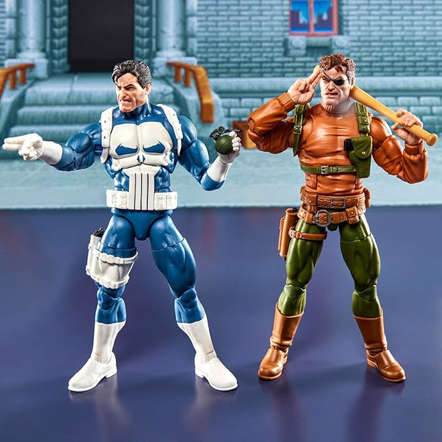 Marvel Legends Series Gamerverse Punisher & Nick Fury, Retro Video Game-Inspired Collectible 6-Inch Action Figures