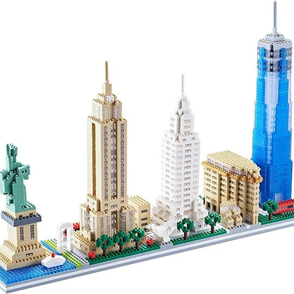 YaJie New York Skyline Micro Mini Blocks Building Set, Collection Model Kit - Detailed City Architecture Toy for Adults & Kids 14+（3452 Pcs）