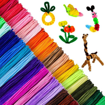 Caydo 3000 Pieces Pipe Cleaners 40 Assorted Colored Chenille Stems with 100 Pieces Wiggle Eyes for Art and Crafts and Valentine's Day Decorations (6 mm x 12 inch)
