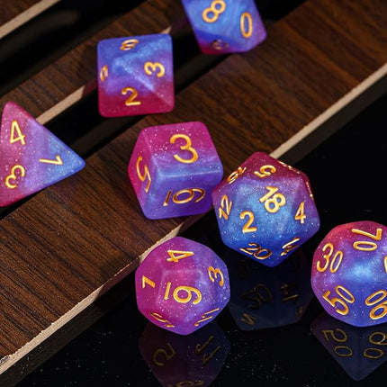 HDdais 7PCS DND Dice Bisexual-Pride Polyhedral Dice Set D&D Homosexual Flag for RPG and Other Tabletop Games(Matte)