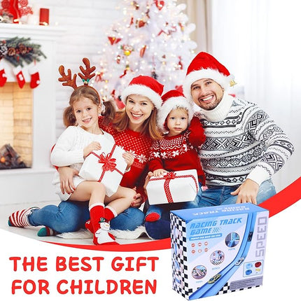 Flexible Race Car Ramp Track for Kids Toy 4 Small Race Cars and 8 Suction Cups Compatible with Hot Wheels and Diecast 1/64th Cars, Rolls Up Portable Racetrack for Ages 3 & Up (Red)